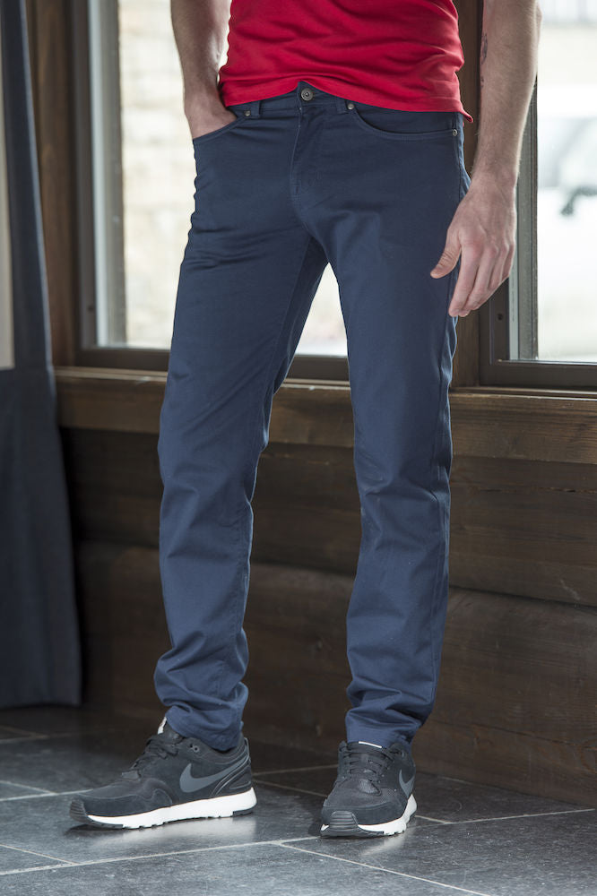 Clique Tunn Twill bomullsbyxa med stretch (Mörk Marin)